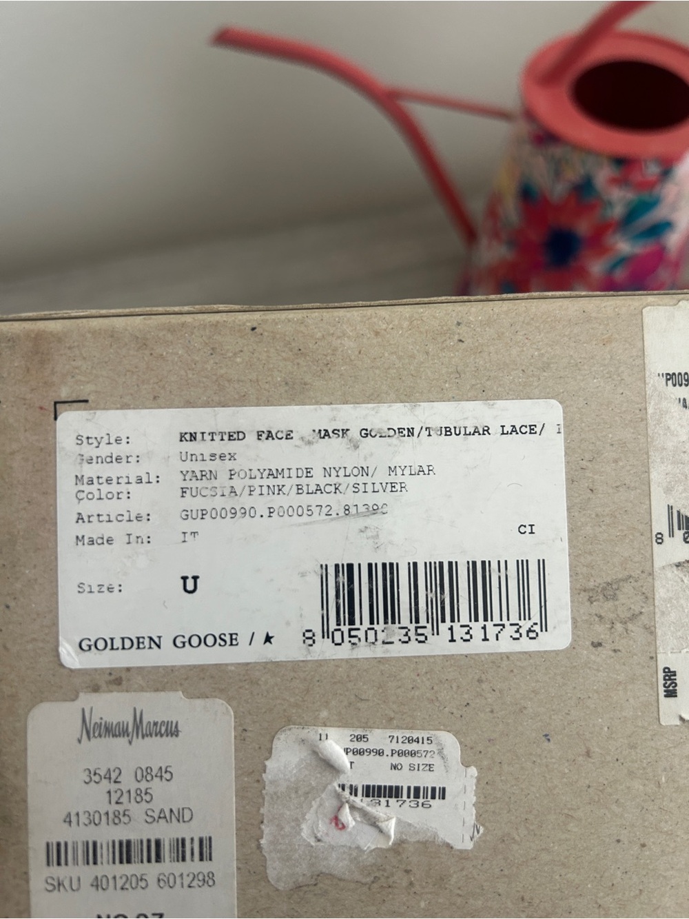 Golden Goose Leopard Print Pink Face mask with blue star one size NIB - Picture 3 of 4